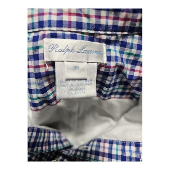 RALPH LAUREN Blue Plaid Lined Boy’s Romper Coverall - Size 3M - Picture 4 of 5